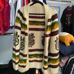 Very old vintage cowichan style knit cardigan